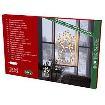 Silueta LED de Ventana Ángel para Interior, 50 Diodos Cálidos, 230V, Cable Blanco - Konstsmide 2173-010