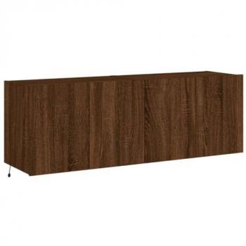 Mueble de TV de pared multimedia con luces LED, 2 piezas, roble marrón, 60 x 35 x 41 cm