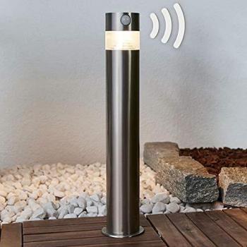 Baliza LED solar Kalypso de acero inoxidable, lámpara solar moderna en gris, 1 llama, ideal para jardín