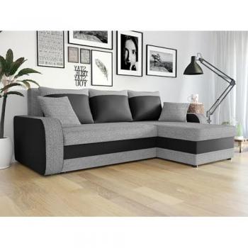 Sofá rinconero Comfivo 135, con función de descanso, caja de ropa de cama, dimensiones 238 x 80 x 147 cm, disponible en color Florida 01 + Rain 14