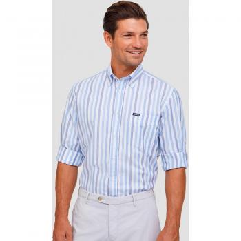 Façonnable Camisa Hombre Rayas Verticales Classic Fit FM301781 - Azul 100% Algodón Manga Larga