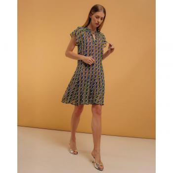 Vestido corto con volantes y escote pico NIZA