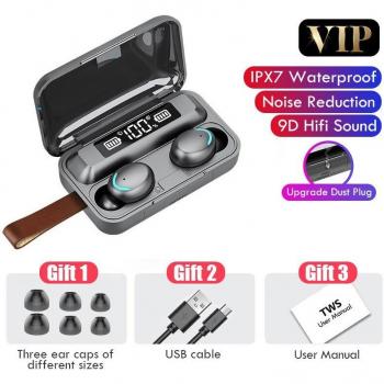 Auriculares Inalámbricos Estéreo Bluetooth 5.0 con Caja de Carga de 2200mAh, Deportivos y Resistentes al Agua con Micrófono