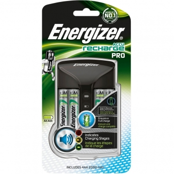 Energizer Pro - Cargador Universal para Pilas AA/AAA, Capacidad de 2000mAh, con Indicador de Carga y Función de Carga Rápida en 3-6 Horas