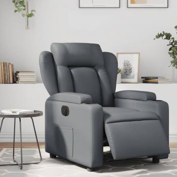 Sillón reclinable eléctrico de cuero sintético gris Vidaxl