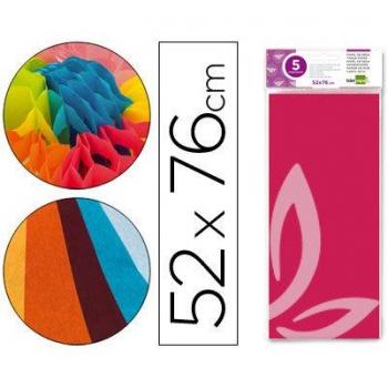 PAPEL SEDA LIDERPAPEL 52X76CM 18G/M2 BOLSA DE 5 HOJAS ROSA FUERTE