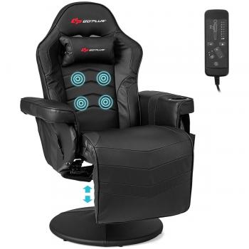 Massage Gaming Recliner Chair with Adjustable Height and Cup Holder