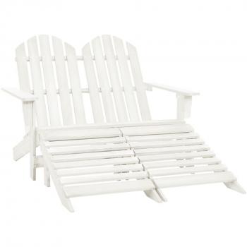 vidaXL 2-Seater Garden Adirondack Chair & Ottoman Fir Wood White