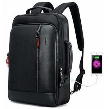 BOPAI Mochila con Aumento Inteligente y antirrobo para computadora portátil con Carga USB Mochila empresarial de Viaje para 15.6 Pulgadas Hombres Resistente al Agua Mochila universitaria, Negra