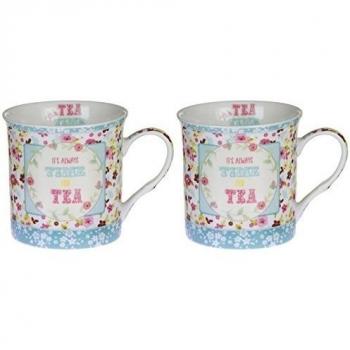 Scandi Chic Hogar Set De 2 Tazas Teat Azul multicolor