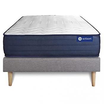 Somier gris Actisom + Colchón de látex y espuma viscoelástica 120 x 190 cm con 5 zonas de confort