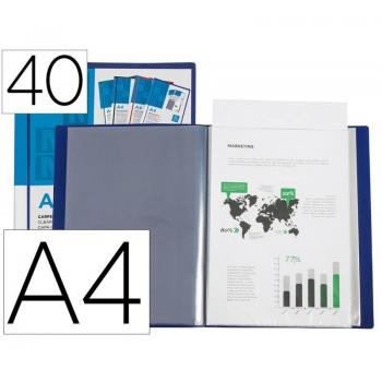 Carpeta Liderpapel Personalizable Canguro 40 Fundas Polipropileno DIN A4 Color Azul Translúcido con Portada y Lomo