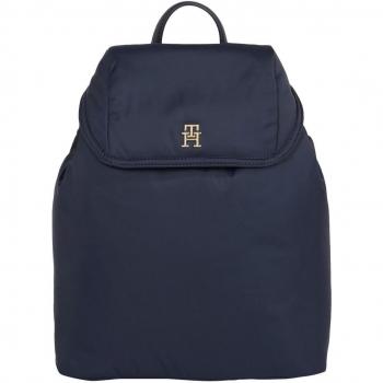 Eco Chic Blue Backpack with Contrasting Details - Tommy Hilfiger, Backpacks, female, Blue, Size: ONE SIZE, Blue Polyester Backpack