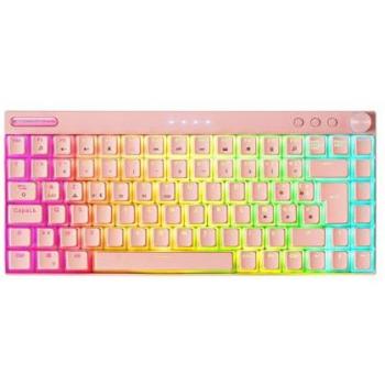 Teclado Mecánico Inalámbrico RGB Rosa Ultra-Compacto 75% Mars Gaming MKCLOUD, Switch Outemu SQ Pro Rojo, Idioma Francés