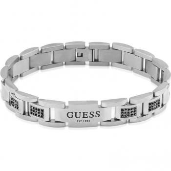Pulsera de hombre Guess Frontiers en acero plateado con diseño elegante