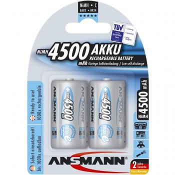 Ansmann MaxE C Size 4500mAh NiMH Rechargeable Batteries (Pack of 2)