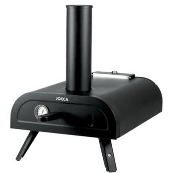 Horno portátil para pizzas Jocca de 33 cm, 450ºC, lista en 90 segundos, apto para madera y pellets, con termómetro integrado y patas plegables