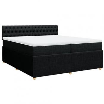 Cama Box Spring con colchón de tela negro 200x200 cm