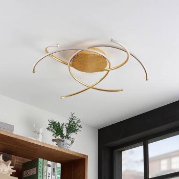 Plafón LED Yareli de Lindby, moderno, dorado, hecho de metal, para salón y comedor, 1 lámpara