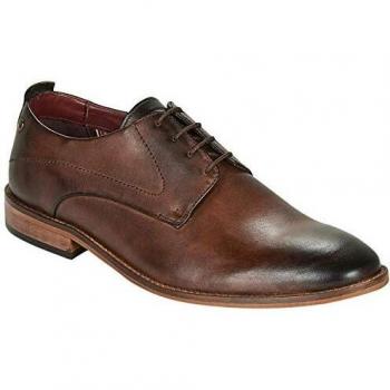Base London Script Washed Men's Derby Shoes - Brown - Size UK 12