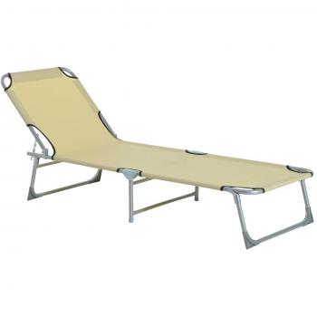 Outsunny Tumbona Plegable e inclinable con estructura de Hierro 187x58x30cm