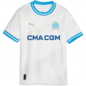 Puma Olympique de Marseille Home Shirt 2023-24 - Kids, Unisex, White, Size 5-6y