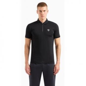 EA7 Emporio Armani Men's Premium Black Short Sleeve Polo Shirt Regular Fit