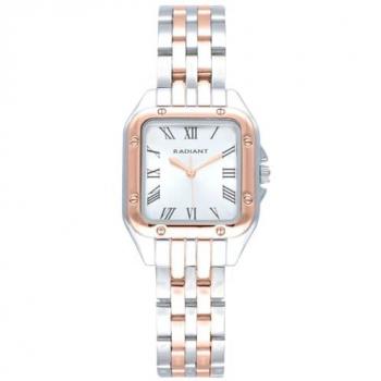 Reloj Radiant Bahamas RA618204 - Reloj analógico de pulsera para mujer, esfera bicolor rosada, correa de acero bicolor oro rosa, tamaño 28mm, resistencia al agua 3ATM
