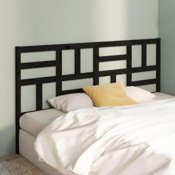 Cabecero de cama negro 206x4x104 cm madera maciza de pino