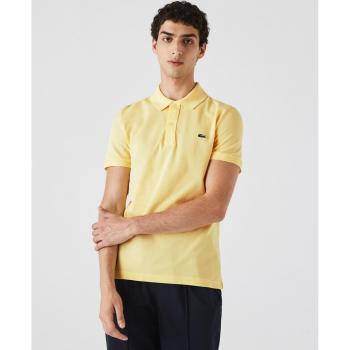 Lacoste Men's Yellow Slim Fit Polo Shirt in Petit Piqué with Logo Badge