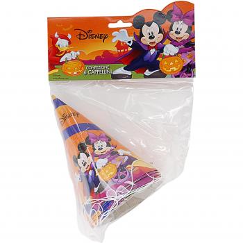 Ciao 29148 - unidades 6 Gorros Cono papel Disney Halloween Mickey y Minnie, Naranja