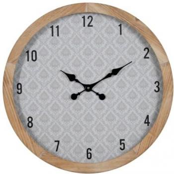Reloj de Pared Blanco Natural Madera Cristal 60 x 60 x 6,5 cm