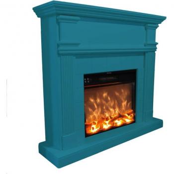 Chimenea Eléctrica Mural 1500w Fuego Omar Turquesa con Mando a Distancia y Diseño Moderno