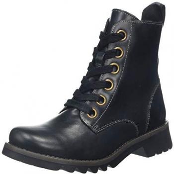 Fly London Ragi Black Rug Leather Ankle Boots, Colour: Black Leather, Size: UK 7 / EU 40 / US 7.5, Style: Military
