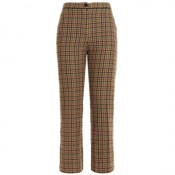 PINKO Army Cotton Jeans & Pant - IT42|M, Straight Trousers, female, Multicolor, Size: S with Prince of Wales Print