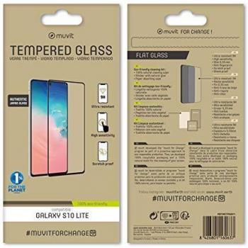 muvit for change Protector Pantalla Samsung Galaxy S10 Lite Vidrio Templado Plano Marco Negro