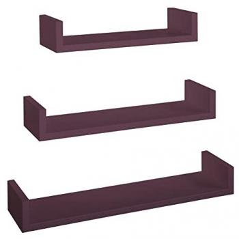 Set de 3 Estantes de Pared Color Melanzana Mod. Calamita