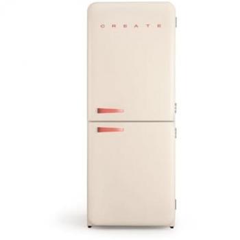 Frigorífico Combi Retro No Frost 401L Blanco y Terracota con 3 Estantes y 2 Cajones