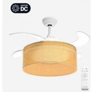 Ventilador de Techo Universal Blue Jaloque 5042WR 65W con Mando a Distancia y Luz LED Beige/Blanco