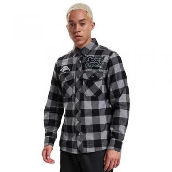 Ozzy Osbourne Checkered Long Sleeve Shirt Black Grey