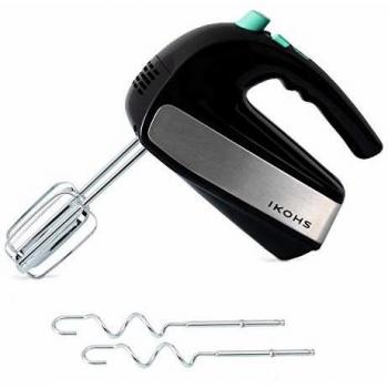 IKOHS SWEETMIX - Batidora de Varillas Eléctrica con Base, Amasadora, 500w, 5 Velocidades con Función Turbo, Acero Inoxidable, Reposteria, 2 Tipos de Varillas, Amasar, Mezclar, Montar, Color Negro-Gris