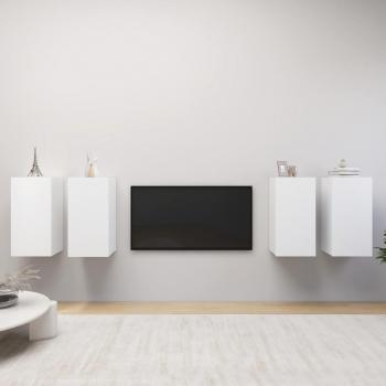 Mueble TV 4 piezas blanco madera multicapa 30,5x30x60 cm