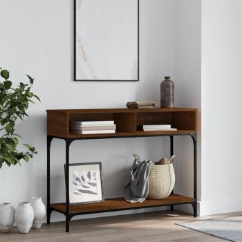 Mesa consola de madera de ingeniería 100x30,5x75 cm en color negro, roble sonoma y roble ahumado - Mesa de sofá, mesa de entrada para salón, consola de entrada, mueble recibidor, mes