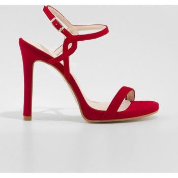 Lodi - Sandalias de tacón de mujer en ante rojo con cierre de hebilla y detalle lateral