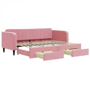 Sofá cama nido con cajones terciopelo rosa 80x200 cm vidaXL