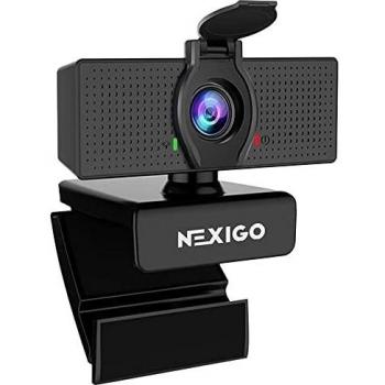 NexiGo N60 1080P Webcam, HD Webcam con Micrófono, Control por Software & Cubierta de Privacidad, USB para Computadora, FOV de 110°, Plug & Play, para Zoom/Skype/Teams, Conferencias y Videollamadas