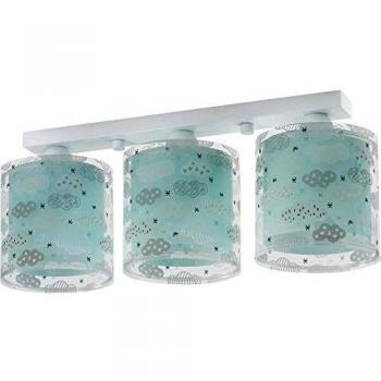 Dalber Lámpara Infantil Plafón Techo 3 luces Clouds Nubes verde mint, 220 W, 51 x 15 x 20.5 cm