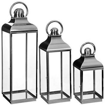 Set de 3 linternas de exterior/interno en acero inoxidable - Atmosphera