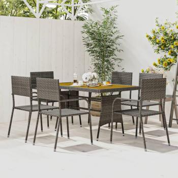 7 Piece Grey Poly Rattan Outdoor Dining Set