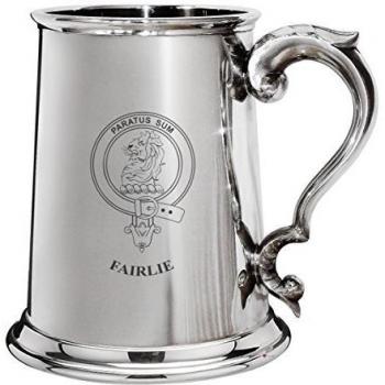 Fairlie Family Crest Polished Pewter 1 Pint Tankard with Scroll handle